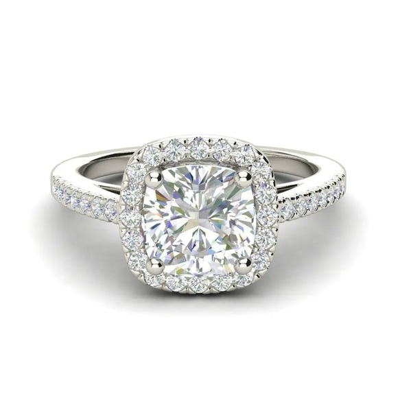 Halo 1.45 Carat SI1/F Cushion Cut Diamond Engagement Ring White Gold Treated - Picture 4 of 11